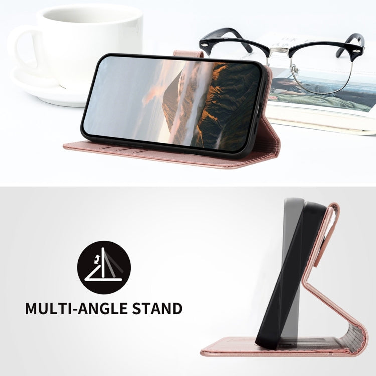 Funda de Cuero con Cierre de Hebilla y Diseño Triangular para Huawei Mate 60 Pro (Oro Rosa)