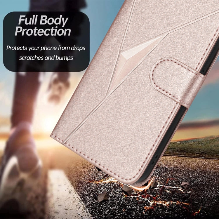 Funda de Cuero con Cierre de Hebilla y Diseño Triangular para Huawei Mate 60 Pro (Oro Rosa)