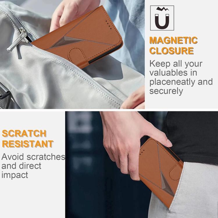Funda de Cuero con Cierre de Hebilla y Diseño Triangular para Huawei Nova 8 Se (Marrón)