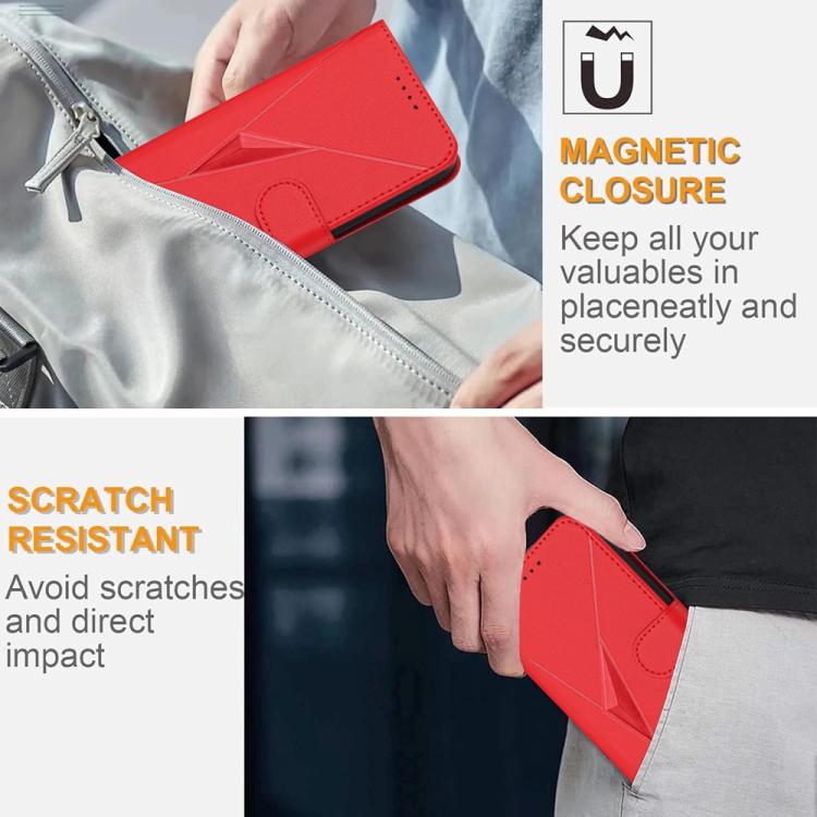 Funda de Cuero con Cierre de Hebilla y Diseño Triangular para Huawei Enjoy 20E (Rojo)