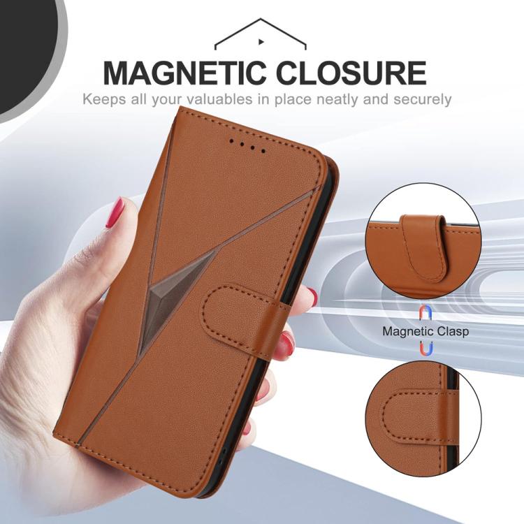 Funda de Cuero con Cierre de Hebilla y Diseño Triangular para Huawei Enjoy 20E (Marrón)