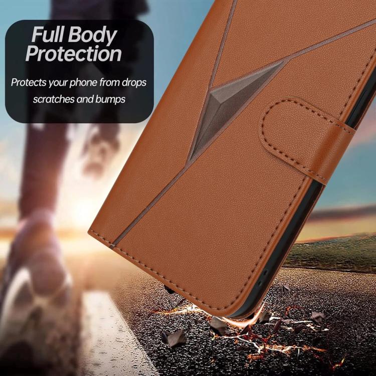 Funda de Cuero con Cierre de Hebilla y Diseño Triangular para Huawei Enjoy 20E (Marrón)