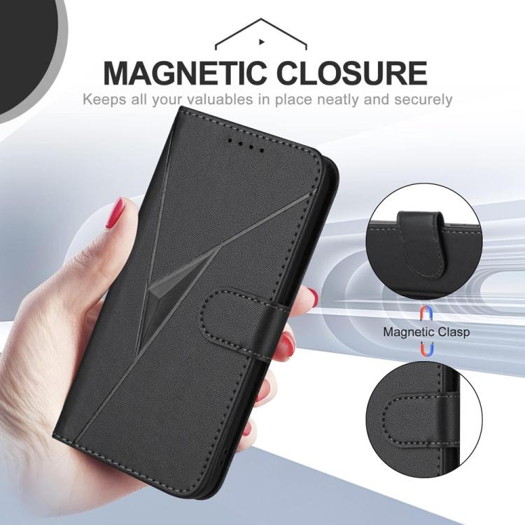 Funda de Cuero con Cierre de Hebilla y Diseño Triangular para Huawei Enjoy 20E (Negro)