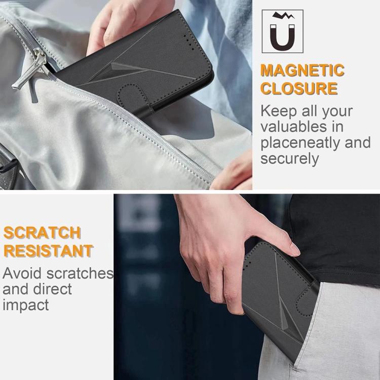 Funda de Cuero con Cierre de Hebilla y Diseño Triangular para Huawei Enjoy 20E (Negro)