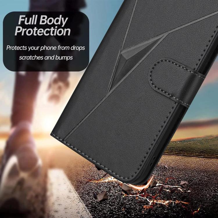 Funda de Cuero con Cierre de Hebilla y Diseño Triangular para Huawei Enjoy 20E (Negro)
