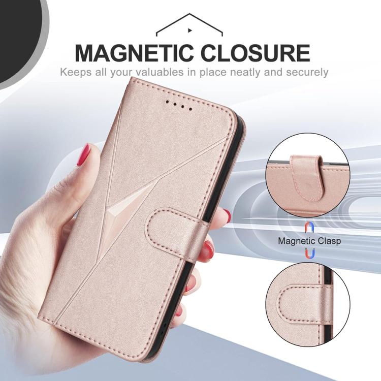 Funda de Cuero con Cierre de Hebilla y Diseño Triangular para Huawei Enjoy 20E (Oro Rosa)