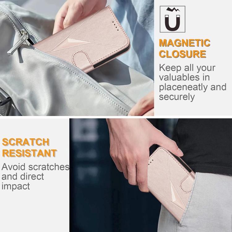 Funda de Cuero con Cierre de Hebilla y Diseño Triangular para Huawei Enjoy 20E (Oro Rosa)