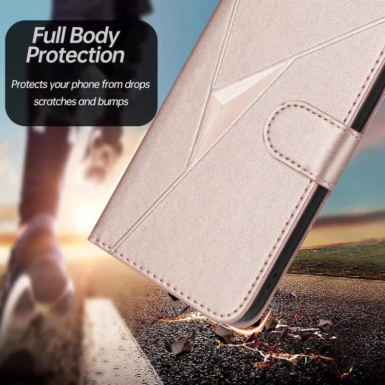 Funda de Cuero con Cierre de Hebilla y Diseño Triangular para Huawei Enjoy 20E (Oro Rosa)