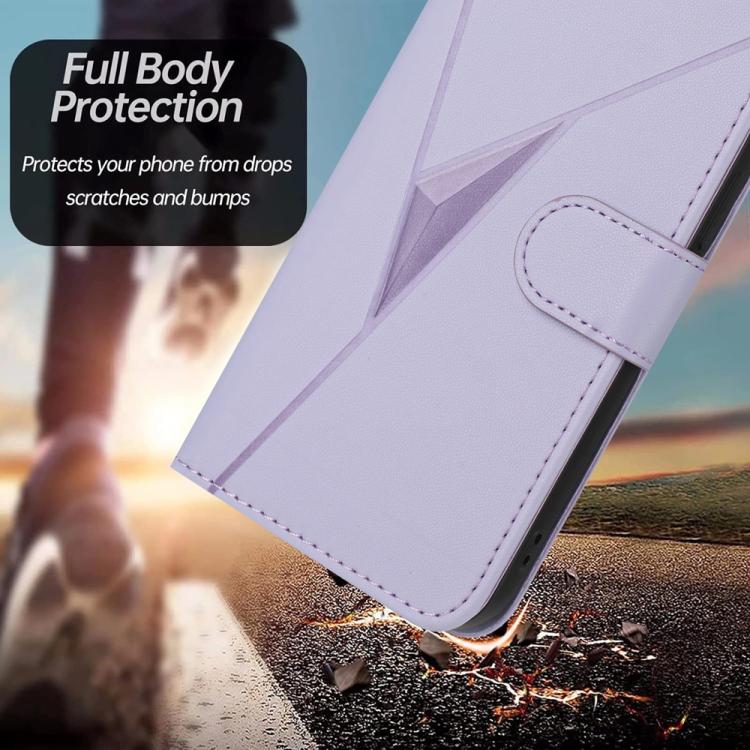 Funda de Cuero con Cierre de Hebilla y Diseño Triangular para Huawei Enjoy 20E (Morado Claro)