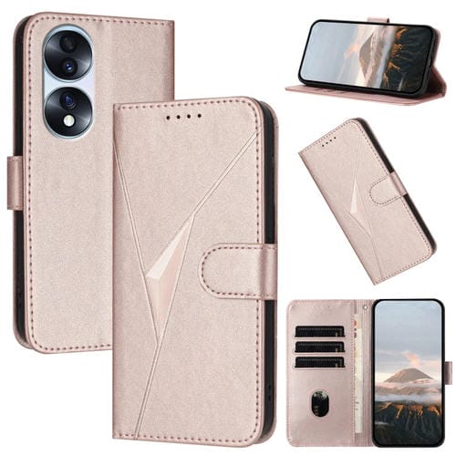 Funda de Cuero con Hebilla y Diseño Triangular para Honor 70 Pro/70 Pro+ (Oro Rosa)
