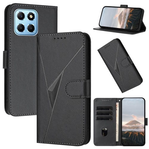Funda de Cuero con Cierre de Hebilla y Diseño Triangular para Honor X8 5G (Negro)