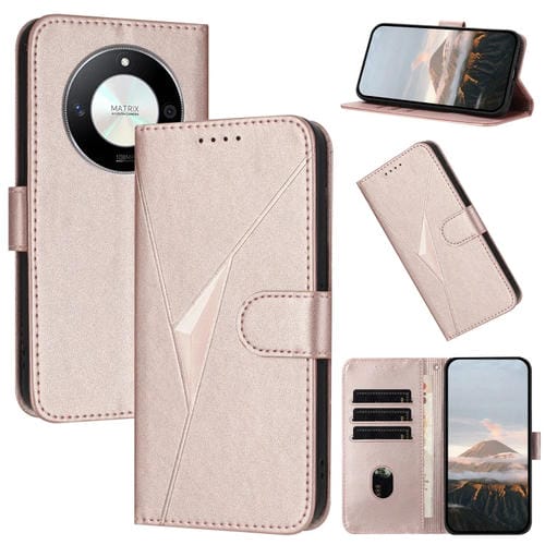 Funda de Cuero con Hebilla y Diseño Triangular para Honor X50 y Honor X9B (Oro Rosa)