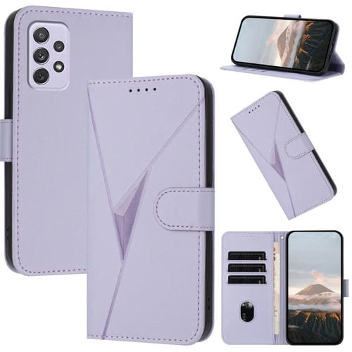 Funda de Cuero Samsung Galaxy A72 4G Cierre de Hebilla Diseño Triangular (Morado Claro)