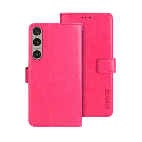 Funda de Cuero Crazy Horse para Sony Xperia 1 Vi (Rosa y Rojo)