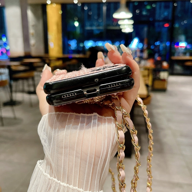 Funda para Teléfono Huawei P50 Pocket Camellia Plaid Fabric PC con Cordón Largo (Blanco)