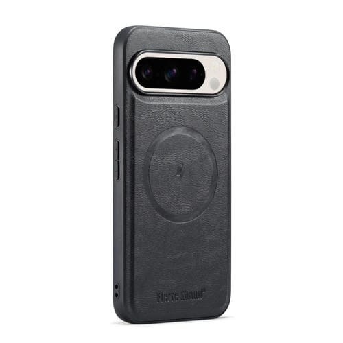 Funda Magnética Fierre Shann para Google Pixel 9/9 Pro con Textura Piel de Vaca (Negra)