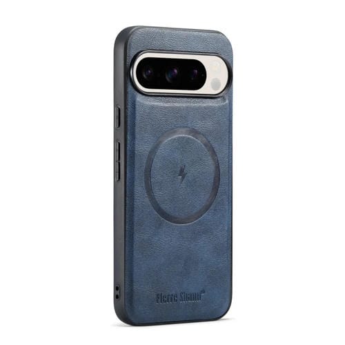 Funda Magnética Fierre Shann Textura Piel de Vaca para Google Pixel 9/9 Pro (Azul)