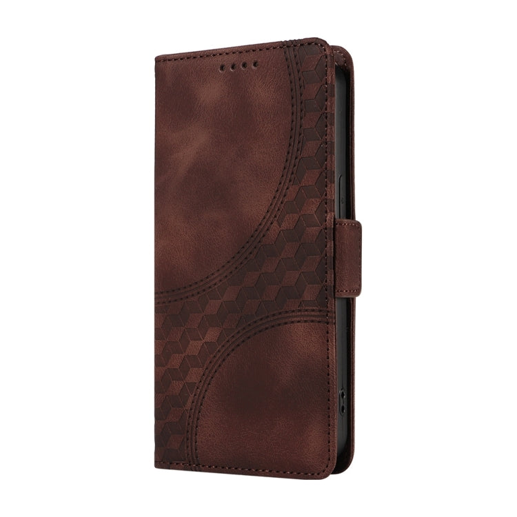 Funda Cuero Tecno Spark 30 4G Diseño Rombos Estrellas (Marrón)