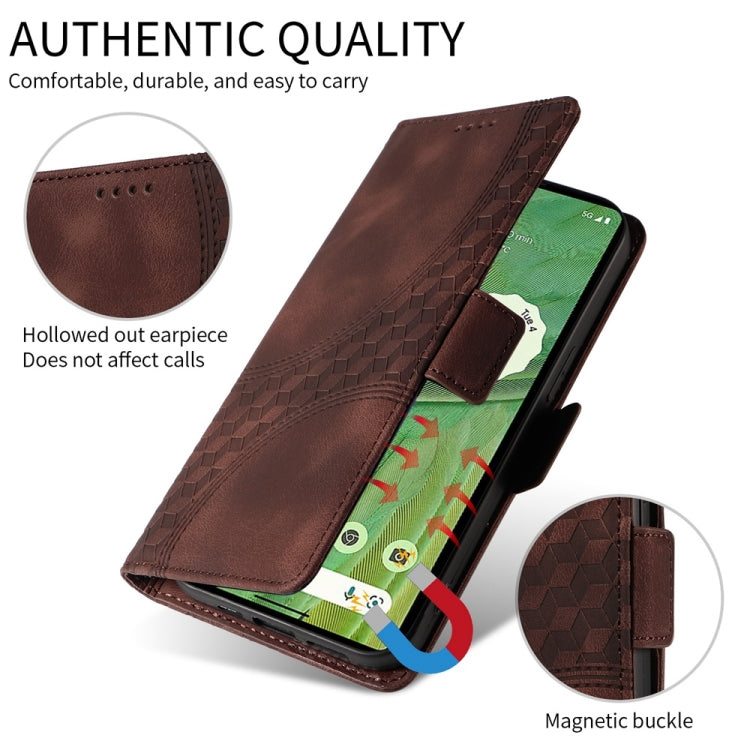 Funda Cuero Tecno Spark 30 4G Diseño Rombos Estrellas (Marrón)