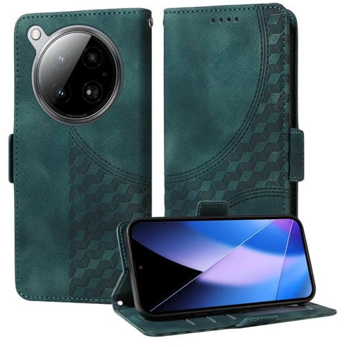 Funda de Cuero Infinix Zero 40 4G/5G con Diseño de Rombos y Estrellas en Relieve (Verde)