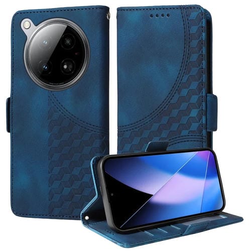 Funda de Cuero para Infinix Zero 40 4G/5G con Diseño de Rombos y Estrellas en Relieve (Azul)