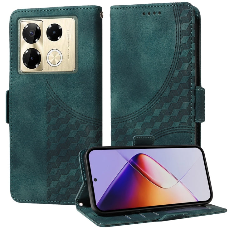 Funda de Cuero para Infinix Note 40 Pro 4G/5G y Pro+ con Diseño de Rombos y Estrellas (Verde)