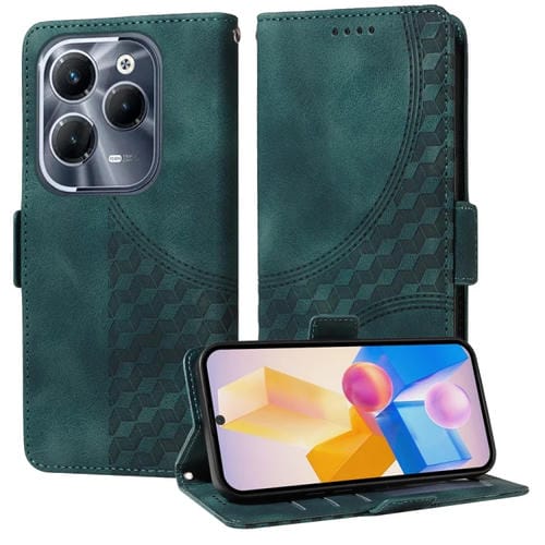 Funda de Cuero para Infinix Hot 40 y Hot 40 Pro con Rombos y Estrellas (Verde)