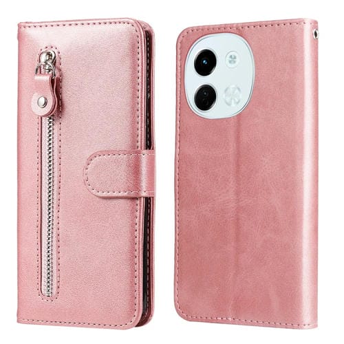 Funda de Piel con Cremallera para Tecno Spark 30 5G Pova 6 Neo 5G (Oro Rosa)