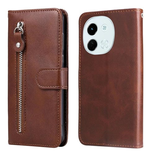 Funda de Piel con Cremallera para Tecno Spark 30 5G Pova 6 Neo 5G (Marrón)