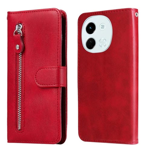 Funda de Piel con Cremallera para Tecno Spark 30 5G y Pova 6 Neo 5G (Rojo)