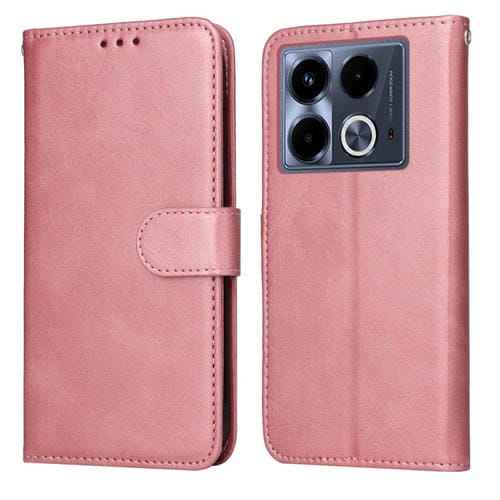 Funda de Piel con Tapa y Textura Clásica de Becerro para Infinix Note 40 4G (Oro Rosa)