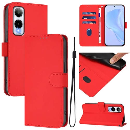 Funda de Cuero con Cordón para Teléfono Cricket Icon 6 Skin Feel (Rojo)
