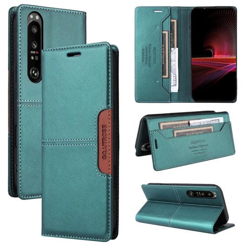 Funda de Cuero Antirrobo RFID Gqutrobe G01 para Sony Xperia 1 III (Verde)