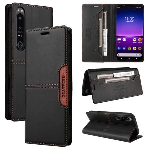 Funda de Cuero Antirrobo RFID Gqutrobe G01 para Sony Xperia 1 IV (Negra)