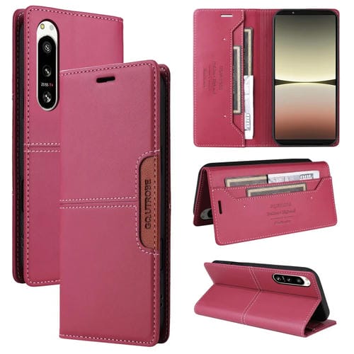 Funda de Cuero Antirrobo RFID Gqutrobe G01 para Sony Xperia 5 IV (Rojo)