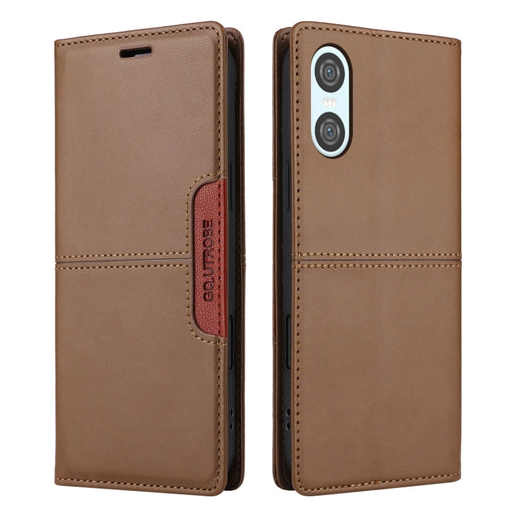 Funda de Cuero Antirrobo RFID Gqutrobe G01 para Sony Xperia 10 Vi (Marrón)