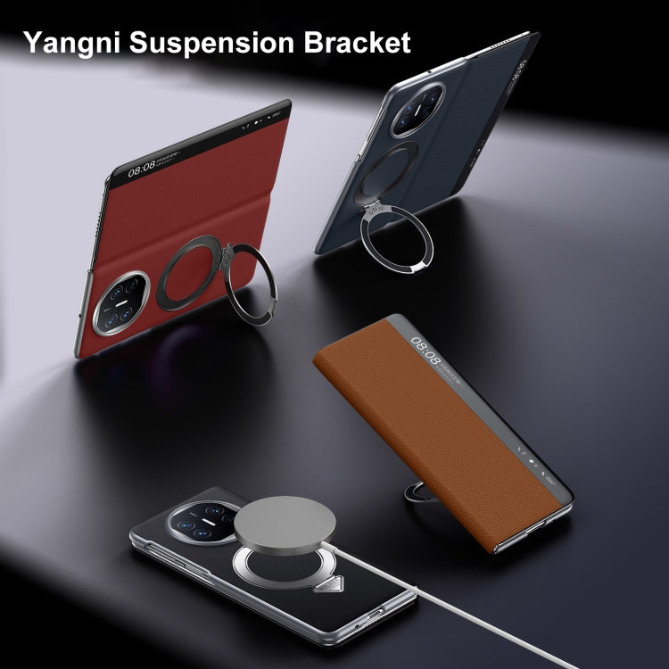 Funda de Cuero con Soporte Magnético Magsafe y Ventana Smart View para Huawei Mate X5/X3 (Azul)