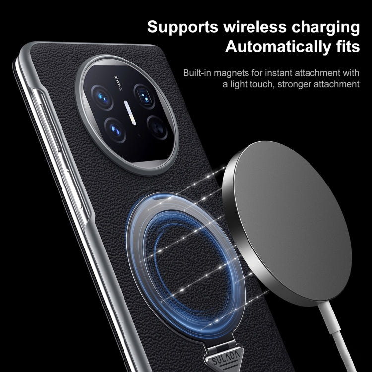 Funda de Cuero con Soporte Magnético Magsafe y Ventana Smart View para Huawei Mate X5/X3 (Azul)