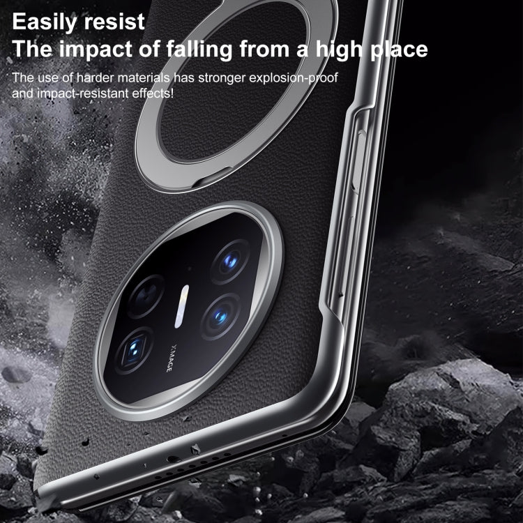 Funda de Cuero con Soporte Magnético Magsafe y Ventana Smart View para Huawei Mate X5/X3 (Azul)