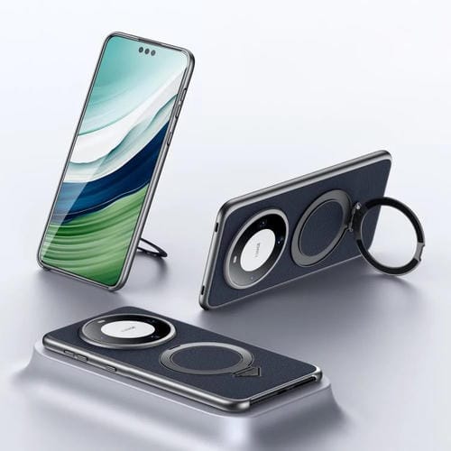 Funda para Teléfono Sulada con Soporte Magnético Magsafe de Cuero para Huawei Mate 60 (Azul)