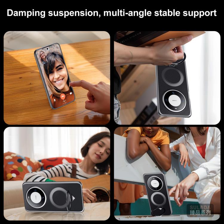 Funda para Teléfono Huawei Pura 70 Ultra con Soporte Magnético Magsafe de Cuero (Negro)
