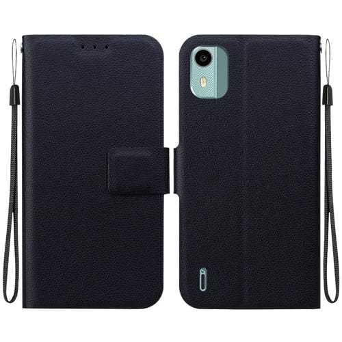 Funda de Cuero Ultradelgada con Hebilla Magnética para Nokia C12 (Negra)