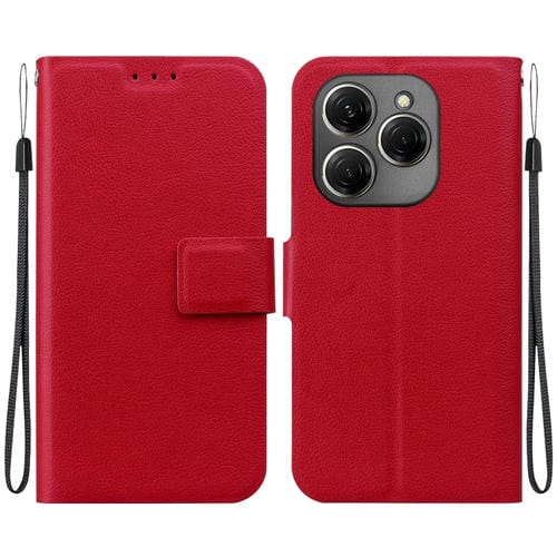Funda de Cuero Ultradelgada con Hebilla Magnética para Tecno Spark 20 Pro (Rojo)