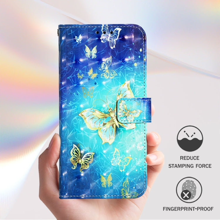 Funda de Cuero con Tapa Horizontal y Pintura 3D para Cubot A10 (Mariposa Dorada)
