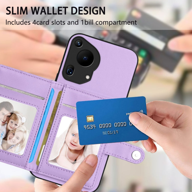 Funda Antirrobo Rfid con Botón para Huawei Pura 70 Ultra (Morado)