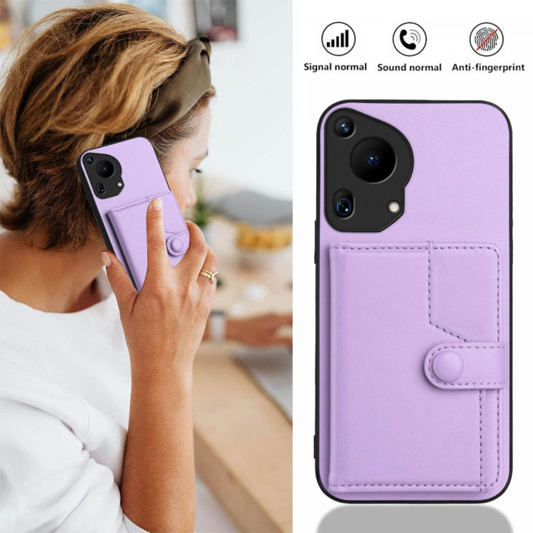 Funda Antirrobo Rfid con Botón para Huawei Pura 70 Ultra (Morado)