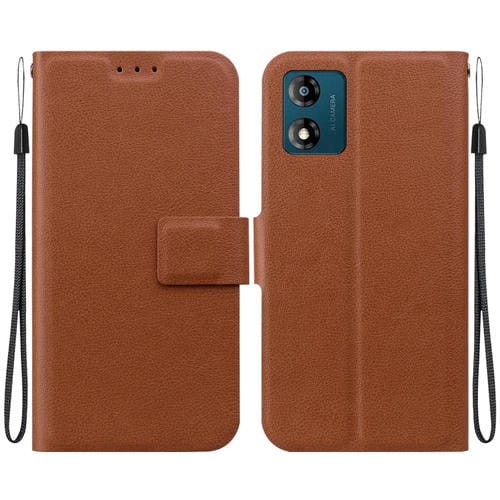 Funda de Cuero con Hebilla Magnética Ultrafina para Motorola Moto E13 (Marrón)