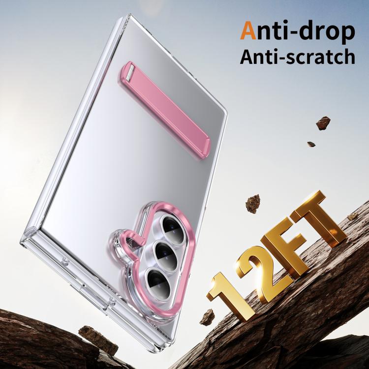 Funda híbrida de TPU y PC con soporte para Samsung Galaxy Z Fold7 5G (rosa)
