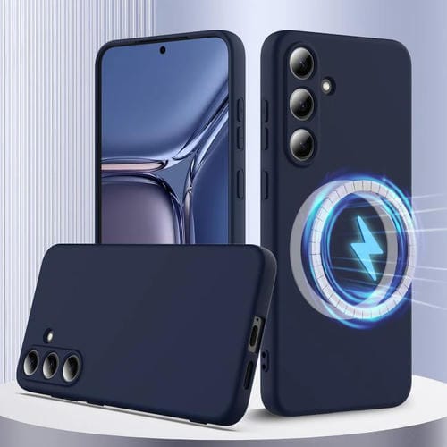 Funda de silicona Magsafe a prueba de golpes para Samsung Galaxy S25 FE 5G (azul marino)
