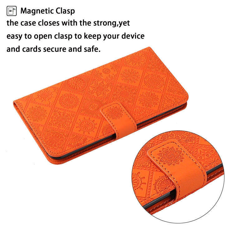 Funda Cuero Patrón En Relieve Étnico para Tecno Pova 6/6 Pro (Naranja)